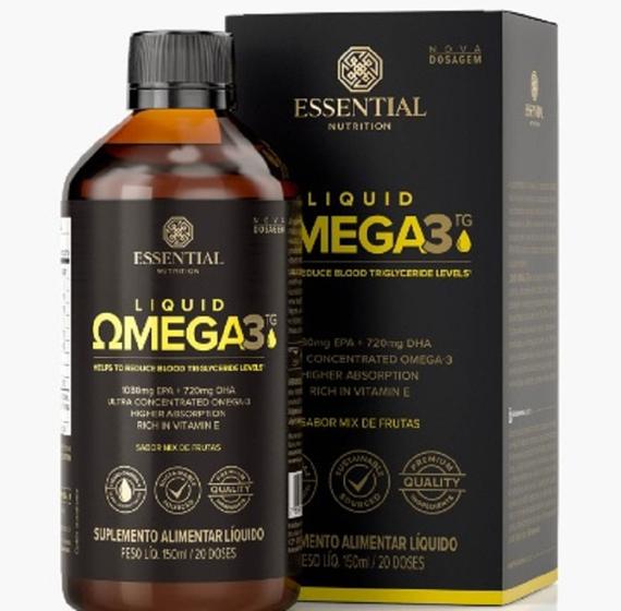 Imagem de Super Omega 3 TG Liquid de 150 ml (EPA 1.080 mg e DHA 720 mg e Vitamina E 93 mg)Sabor Mix de Frutas-Essential Nutrition