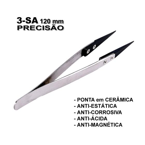 Imagem de Super Pinça Anti Estática Ponta Cerâmica 3-sa Profissional