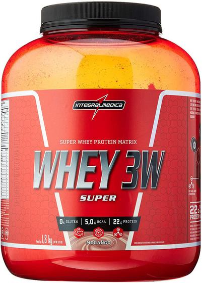 Super Whey 3W, IntegralMedica, Morango, 1800g Menor preço em Super Whey 3W, IntegralMedica, Morango, 1800g