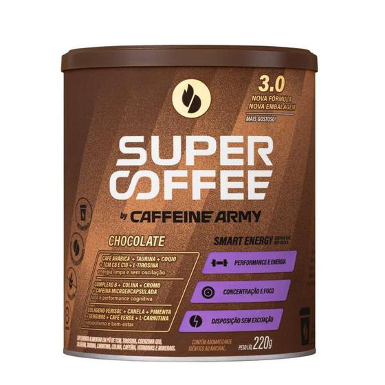 Supercoffee 3.0 Chocolate 220g Caffeine Army Menor preço em Supercoffee 3.0 Chocolate 220g Caffeine Army