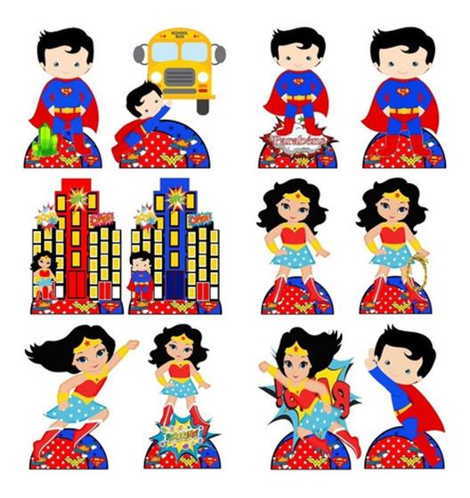 Imagem de Superman E Mulher Maravilha - 10 Displays De Festa De 20cm