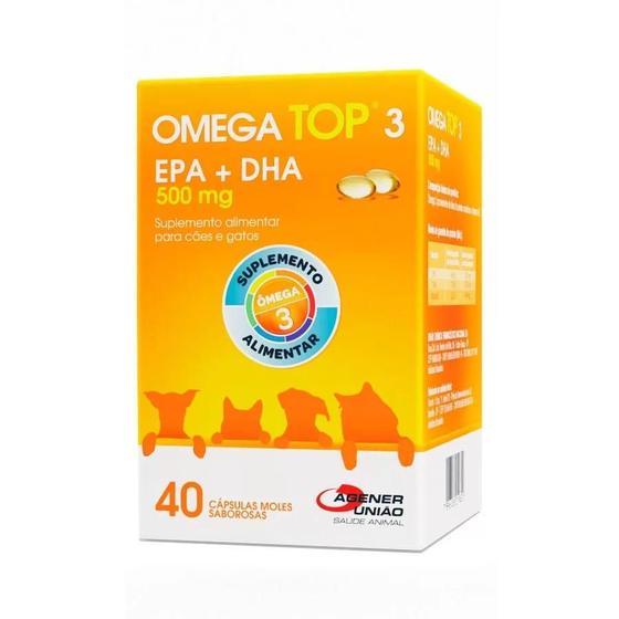 Imagem de Suplemento Alimentar Agener Ômega Top 3 500 mg Cães e Gatos