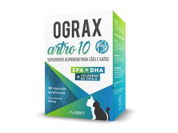 Imagem de Suplemento Alimentar Avert Ograx Artro 10 para Cães e Gatos - 30 Cápsulas