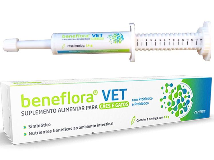 Imagem de Suplemento Alimentar Beneflora Vet Seringa Cães Gatos Probiótico Prebiótico 14g Avert