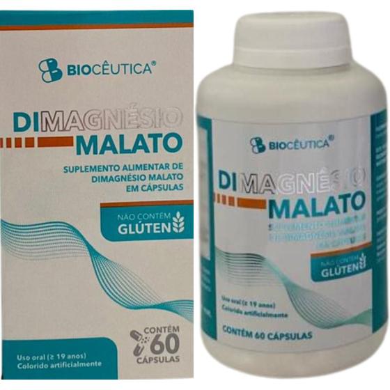 Imagem de Suplemento Alimentar Biocêutica DiMagnésio Malato Pote 60 Cápsulas Kit Promocional 3 Unidades