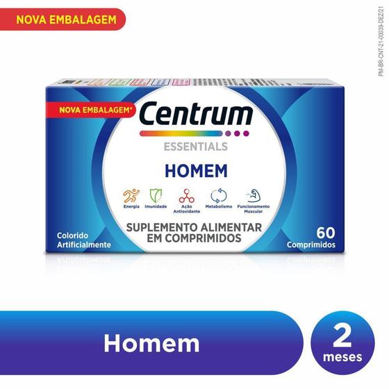 Suplemento Alimentar Centrum Essentials Homem Com 60 Comprimidos Imagem de Suplemento Alimentar Centrum Essentials Homem Com 60 Comprimidos