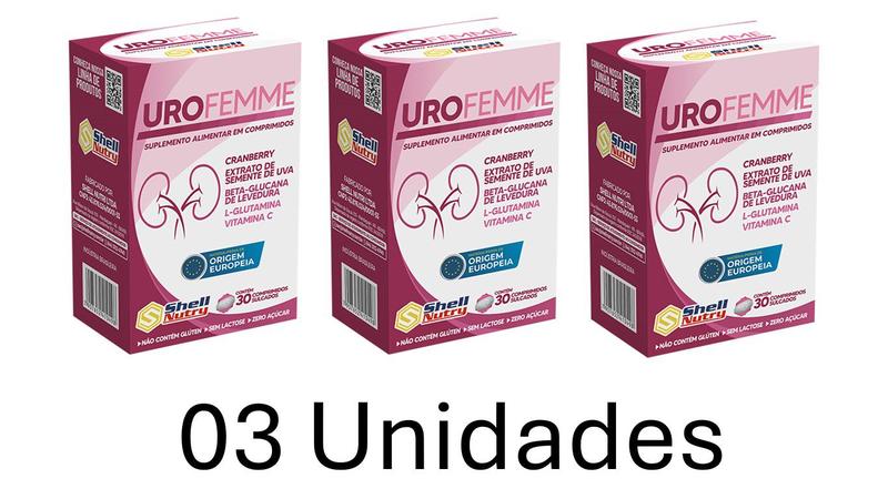 Imagem de Suplemento Alimentar Cranberry Urofemme c/30 cp Shell Nutry 3un