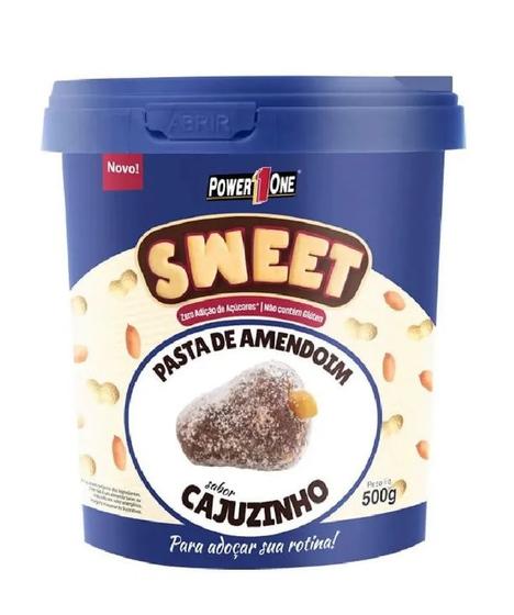 Imagem de suplemento alimentar de Pasta de Amendoim Sweet Power1One 500g Cajuzinho, zero adição de açucar, indicada para dietas de ganho de massa muscular