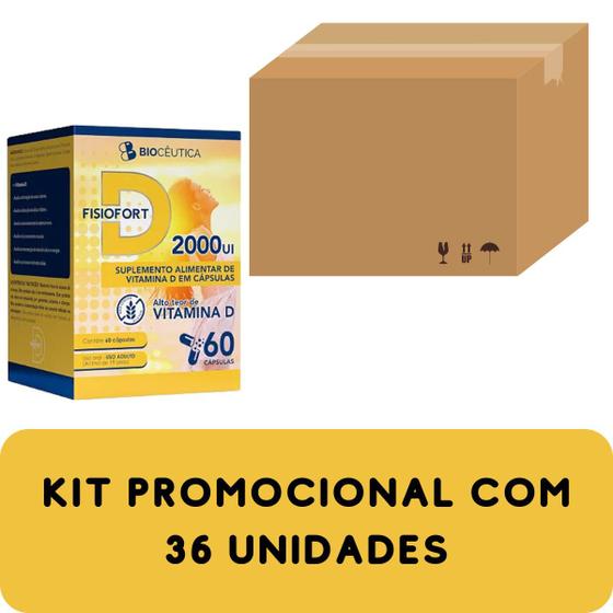 Imagem de Suplemento Alimentar de Vitaminas D Biocêutica Fisiofort D 2000ui Pote 60 Cápsulas 36 Unidades