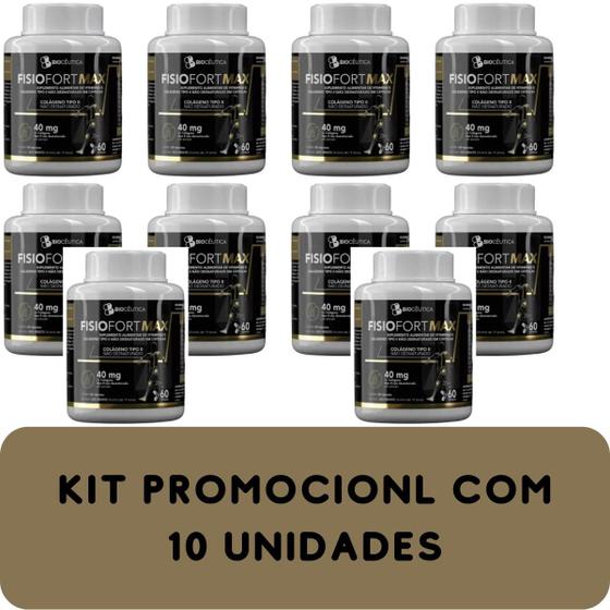 Imagem de Suplemento Alimentar de Vitaminas e Minerais Biocêutica Fisiofort Max Colágeno Tipo II Pote 60 Cápsulas Kit 10 Unidades