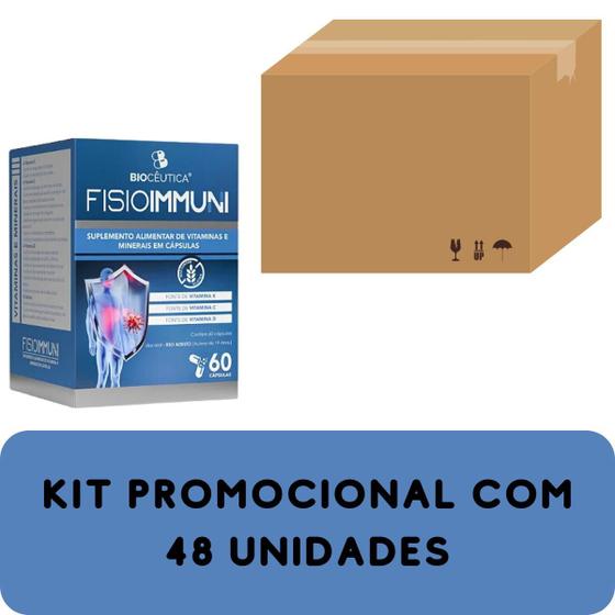 Imagem de Suplemento Alimentar de Vitaminas e Minerais Biocêutica Fisioimmuni Pote 60 Cápsulas Kit Promocional 48 Unidades