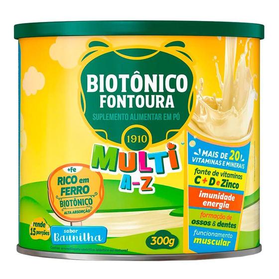 Imagem de Suplemento Alimentar em Pó Biotônico Fontoura Multi A-Z Baunilha com 300g