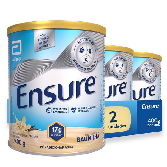 Imagem de Suplemento Alimentar Ensure Baunilha 400g - Kit 2 Uni.