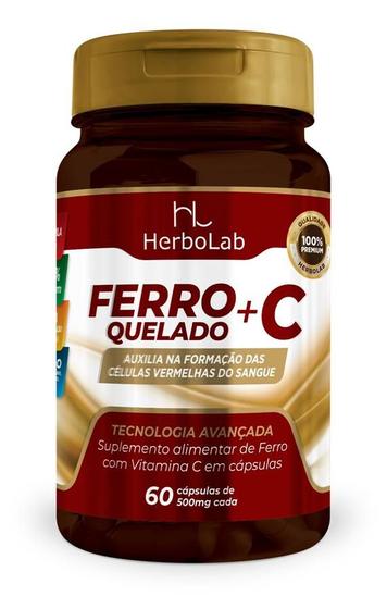 Imagem de Suplemento alimentar Ferro quelato + C com 60 cápsulas