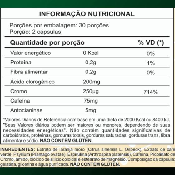 Suplemento Alimentar Sveltox BioVitta Natural Laranja Moro, Café Verde e Cromo 60 Cápsulas