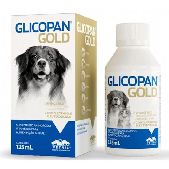 Imagem de Suplemento aminoácido vitamínico para cães e gatos glicopan gold 125ml - vetnil