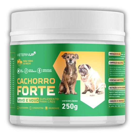 Suplemento Cachorro Forte Vovô e Vovó 250g Fortalece Ossos, Articulações e Imunidade Canina VeterinUp