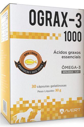 Suplemento Cães Gatos Avert Ograx-3 1000 30 Cápsulas Menor preço em Suplemento Cães Gatos Avert Ograx-3 1000 30 Cápsulas