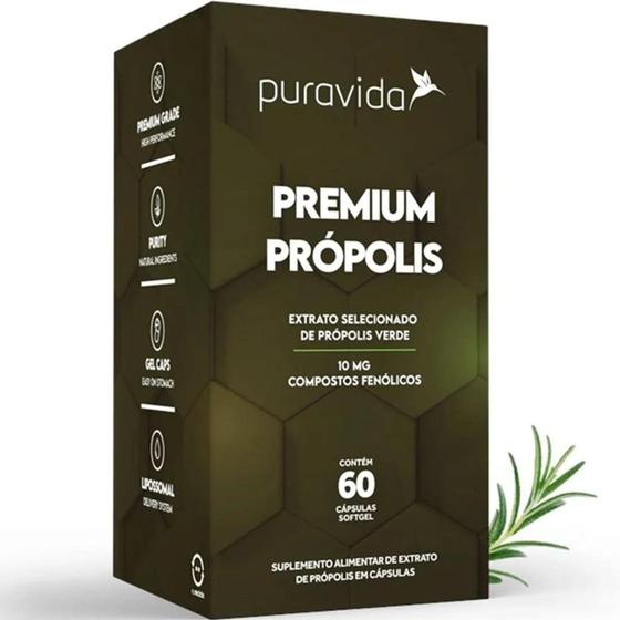 Imagem de Suplemento Cápsulas Pura Vida Premium Própolis Verde 60 Uni
