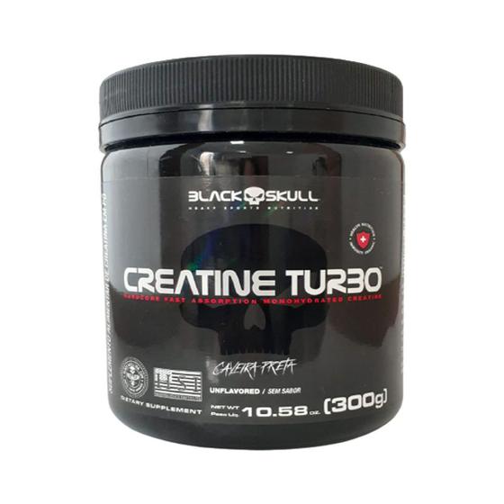 Creatina Turbo Caveira Preta é Boa Suplemento Creatina Turbo Monohidratada Caveira Preta 300g - Black