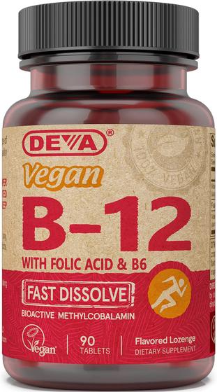 Imagem de Suplemento de vitamina B12 vegana DEVA 1000mcg com ácido fólico 90 comprimidos