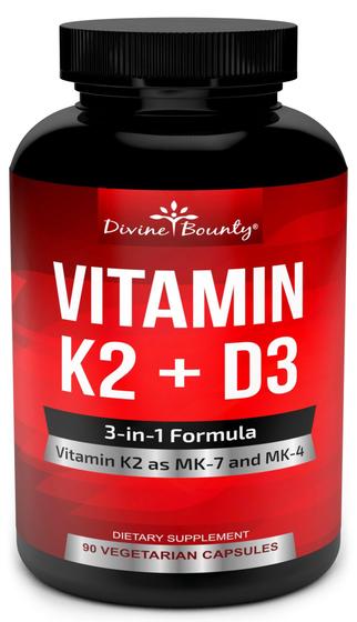 Imagem de Suplemento de vitamina K2 (MK7 e MK4) Divine Bounty com D3
