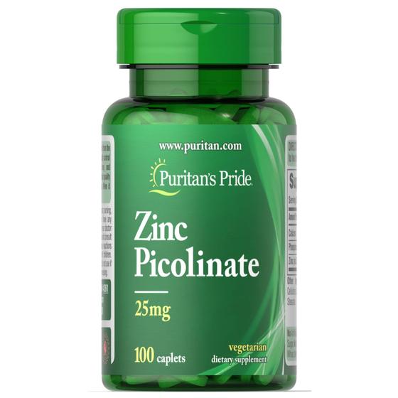 Imagem de Suplemento de Zinco Picolinato Puritan's Pride - 25mg com 100 Cápsulas