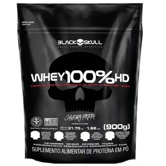 Suplemento em pó Black Skull Whey 100% HD proteína 900g Menor preço em Suplemento em pó Black Skull Whey 100% HD proteína 900g