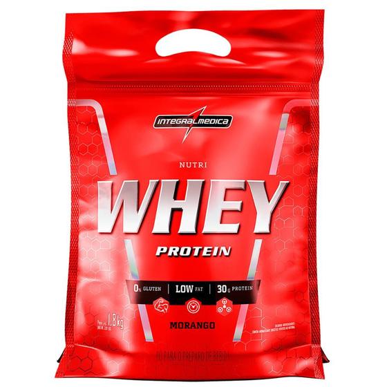 Suplemento em Pó Nutri whey Protein Para Ganho de Peso Morango 1,8Kg Refil Integralmedica
