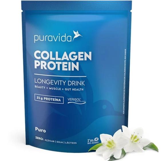 Imagem de Suplemento Em Pó Pura Vida Premium Collagen Protein Colágeno Sabor Em Sachê De 450ml