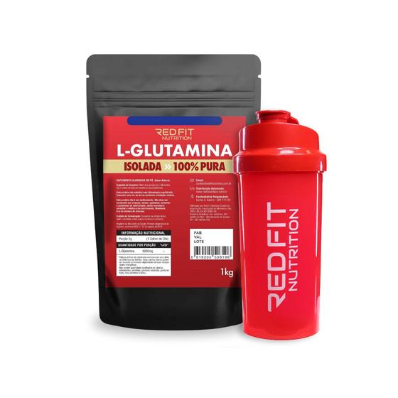Imagem de Suplemento em Pó Red Fit Nutrition 100% Puro Importado C/ Laudo L-Glutamina 1Kg