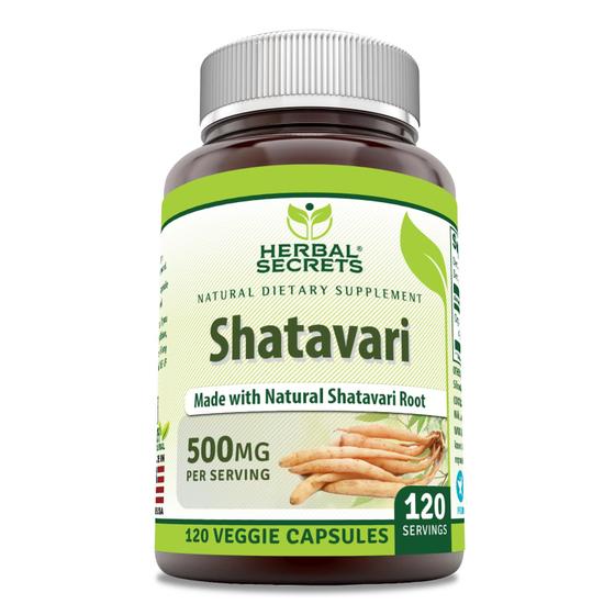 Imagem de Suplemento Herbal Secrets Shatavari 500 mg 120 cápsulas vegetais