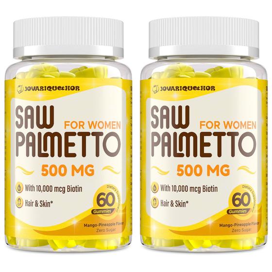 Imagem de Suplemento Jovariquethor Saw Palmetto Gummies 500mg para mulheres