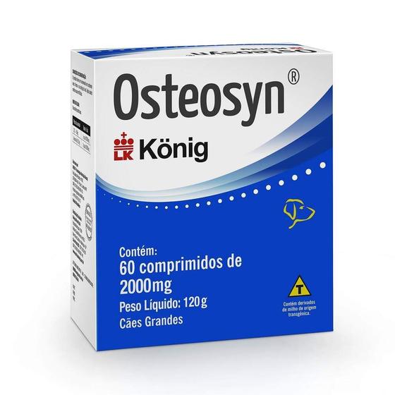 Imagem de Suplemento Konig Osteosyn para Cães e Gatos - 60 Comprimidos - 2000mg