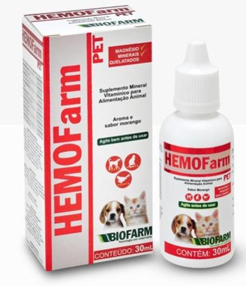 Imagem de Suplemento Mineral Líquido Biofarm HEMOfarm Pet Para Cães E Gatos 30ml