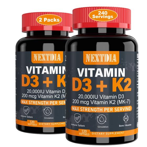 Imagem de Suplemento NextDia Vitamina D3 20.000 UI + K2 (MK7) 200mcg