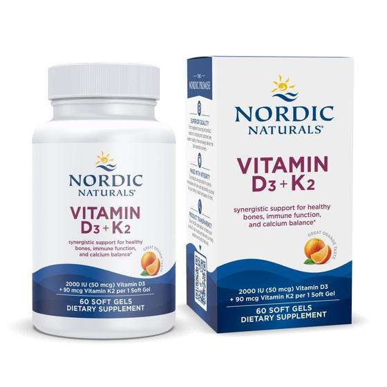 Imagem de Suplemento Nordic Naturals Vitamina D3 + K2 60 cápsulas gelatinosas