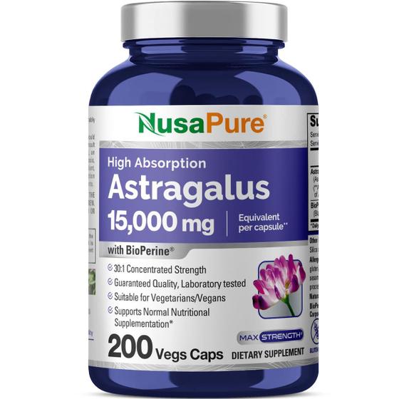 Imagem de Suplemento Nusa Pure Astragalus 15.000 mg 200 cápsulas vegetais