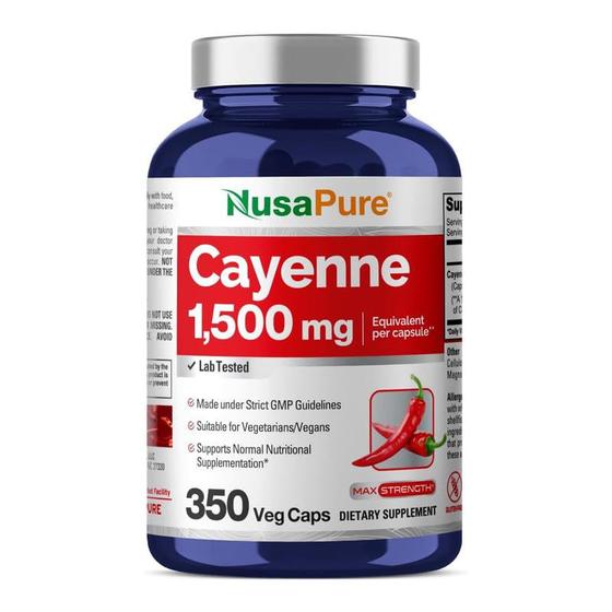 Imagem de Suplemento Nusa Pure Cayenne Pepper 1500 mg 350 cápsulas vegetarianas