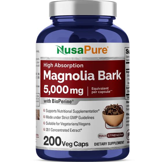 Imagem de Suplemento Nusa Pure Magnolia Bark 5000 mg 200 cápsulas veganas