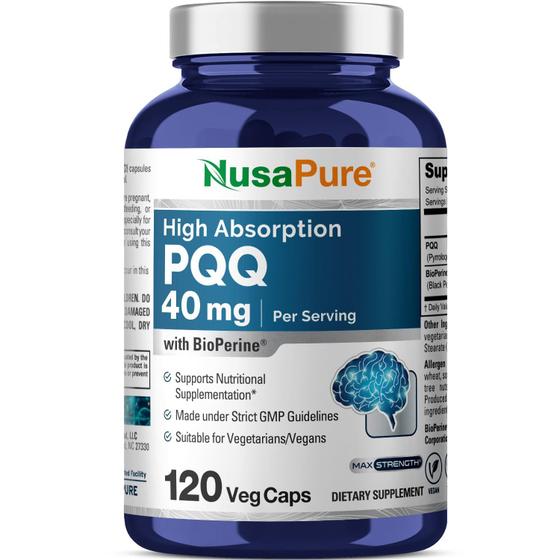 Imagem de Suplemento NusaPure PQQ 40mg - 120 Cápsulas Vegetais Não Transgênicas