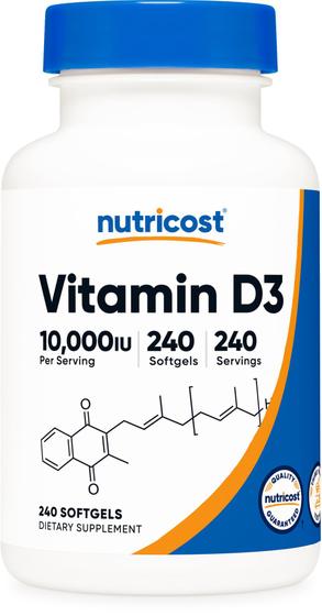 Imagem de Suplemento Nutricost Vitamina D3 10.000 UI 240 cápsulas de gel