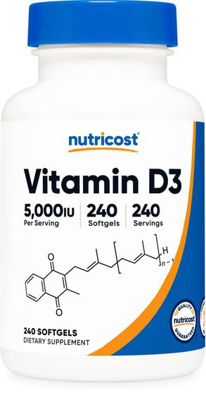 Imagem de Suplemento Nutricost Vitamina D3 5.000 UI 240 cápsulas gelatinosas