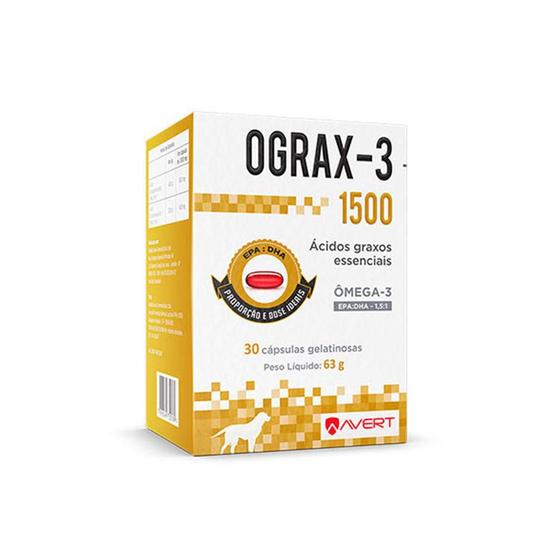 Imagem de Suplemento Omega 3 OGRAX-3 1500 Cachorro Gato 30 Cáps
