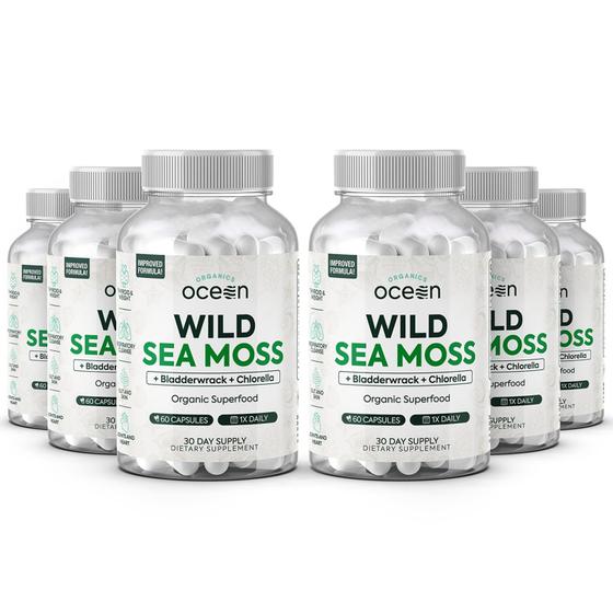 Imagem de Suplemento Organics Ocean Wild Sea Moss Orgânico - 6 Garrafas
