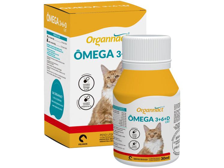 Suplemento Organnact Ômega 3+6+D Cat para Gatos 30ml Ômega 3 para