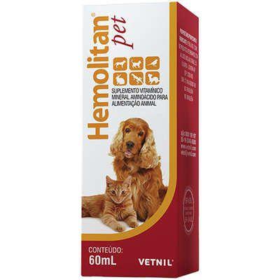 Imagem de Suplemento Para Gatos Cães Aves Homolitan Pet Gotas 60mL Vitaminas Auxílio Crescimento Vetnil