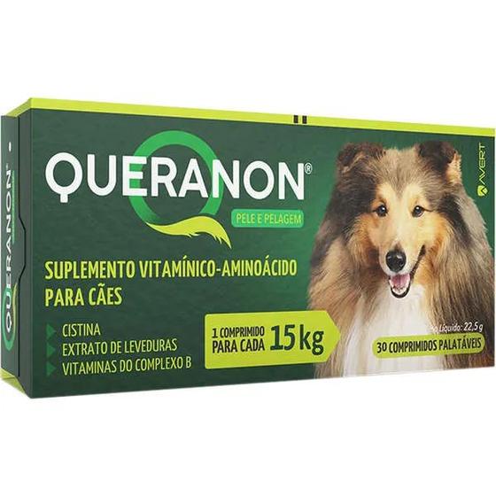 Imagem de Suplemento Queranon Pele e Pelagem para Cães 15kg- 30 Comprimidos