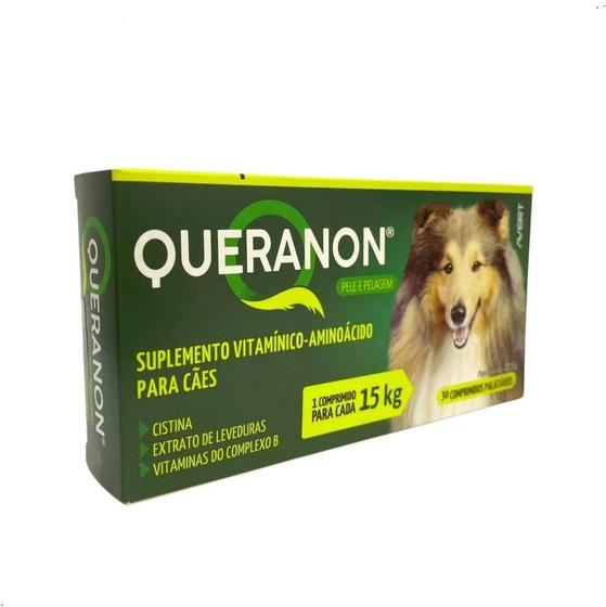 Imagem de Suplemento Queranon Small Size 30 Comprim Palataveis Cães e Gatos Até 5Kg Pele Pelo Avert