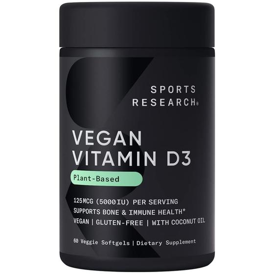 Imagem de Suplemento Sports Research: Vitamina D3 vegana 5000 UI (60 cápsulas gelatinosas)